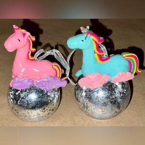 2 unicorn light up ornaments - they work and are so cute/ can be used for decor
